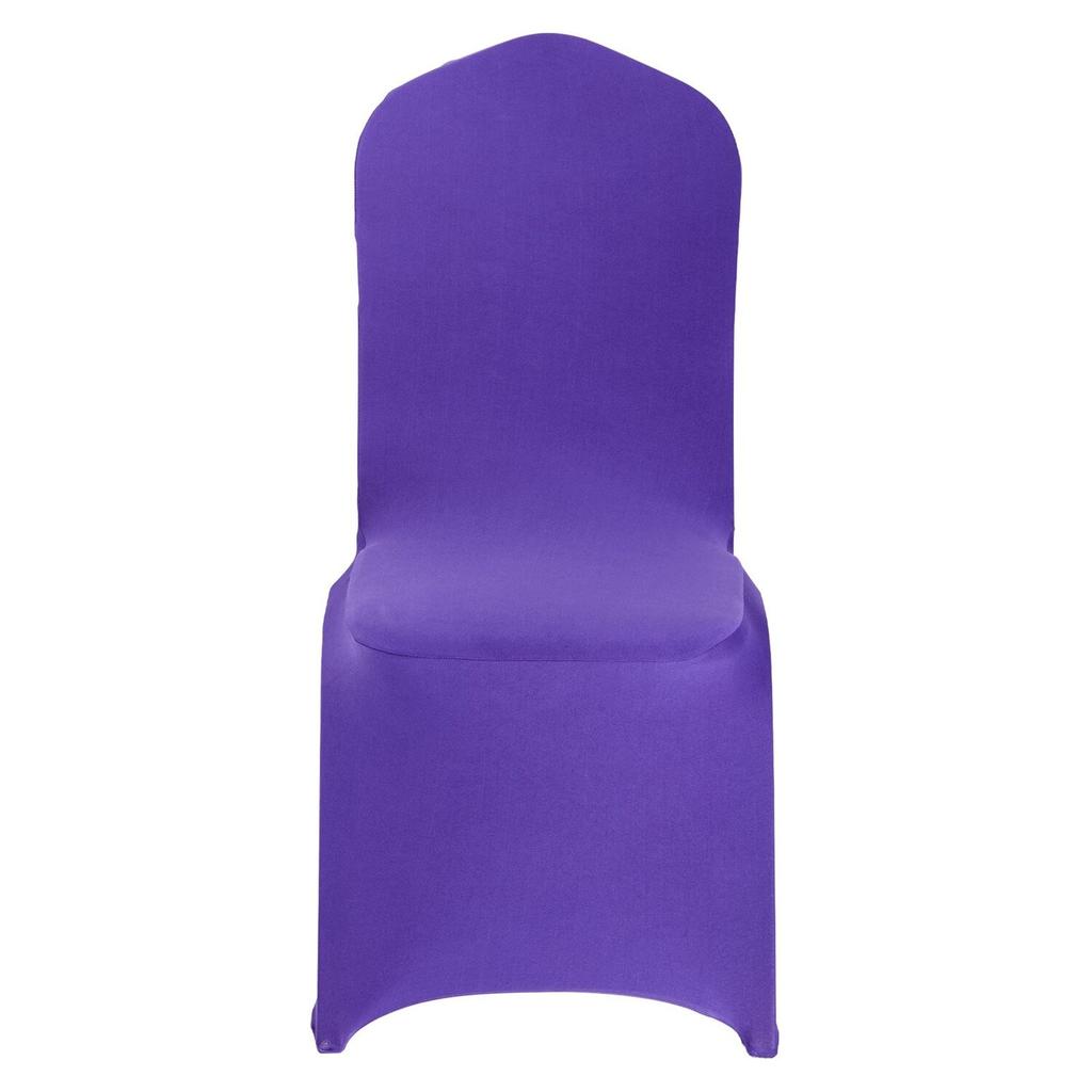 50 Pcs Purple Chair Covers, Polyester Spandex Chair Cover, Stretch Slipcovers for Wedding Party Dining Banquet Flat-Front Chair Covers, Fits Chair