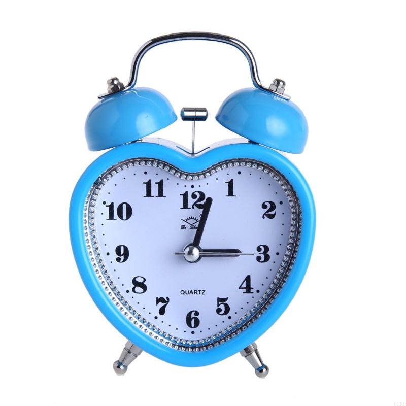 62KD Heart Alarm Clock No Ticking Silent Night Light for Time Clocks for Kids Girls Bedroom Snooze Wake Up Clocks