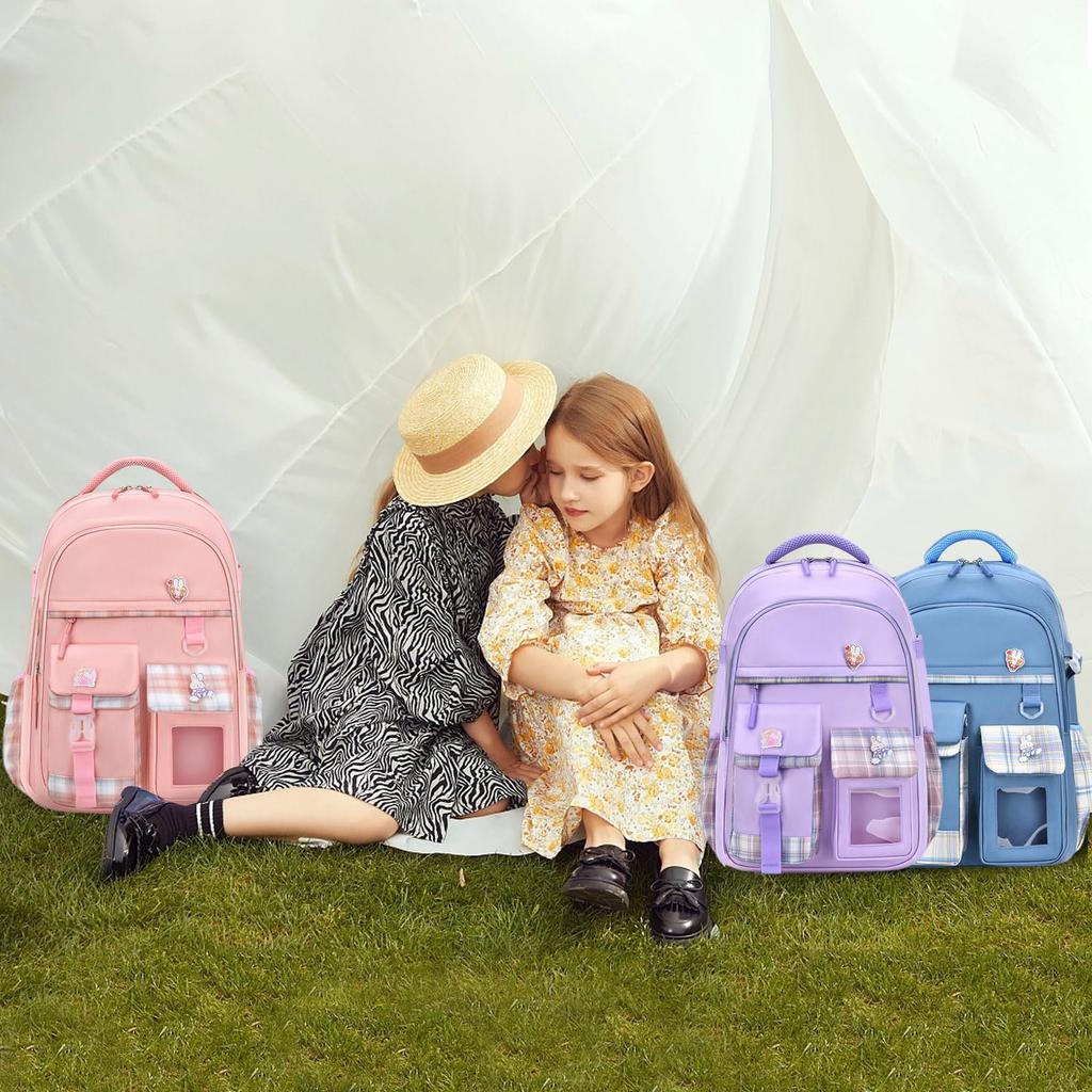 Рюкзак для милой начальной школы, большой, формат А4, светоотражающий, в комплект входит грудь, для поездок на работу, фиолетовый [FANDARE] для девочек, рюкзак, для детей, для студентов,