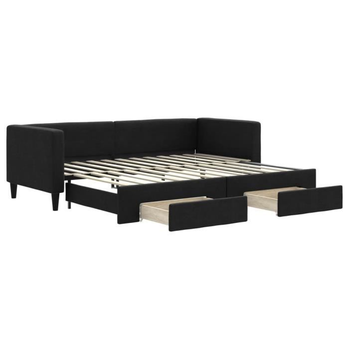VidaXL Daybed with Trundle and Drawers Black 80x200 Cm Fabric 3196611