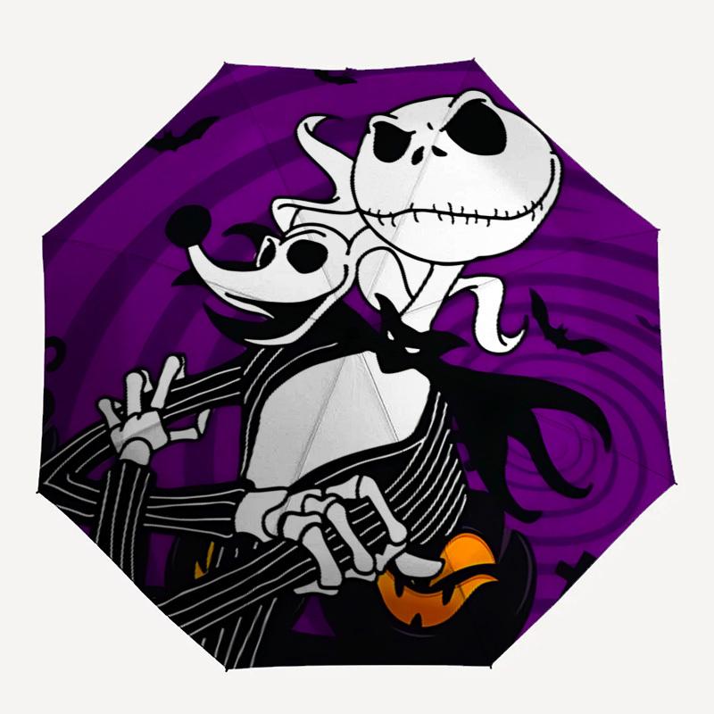 Jack Skellington, Halloween Themed Automatic Opening and Closing Umbrella, Brightly Colored 8-rib Portable Umbrella, Suitable for Men and Wo