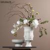 DXUIALOI Creative Human Face Art Vase Decoration Ceramic Crafts White Color Glaze Home Living Room Flower Arrangement Vase Decor