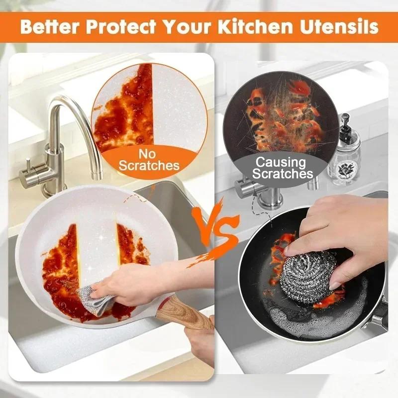 Тряпки из стальной проволоки Ткань для дома Кухня Кастрюля Посудомоечная тряпка для мытья посуды Салфетки для уборки Полотенце Тряпка для скребка