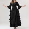Women's Vintage Solid Color Lace Collar 3/4 Sleeve Cos Dress