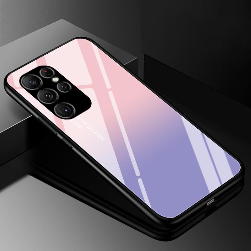 Чехол-крышка для Samsung S24 S23 Ultra, чехлы из закаленного стекла для Samsung Galaxy S22 S21 S20 S23 Plus FE, роскошный жесткий бампер с задней панелью