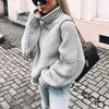 Women's Casual Oversize Chunky Knit Pullove Long Sleeve Elegant High-Neck  Vintage Chunky  Winter Pullove Sweater