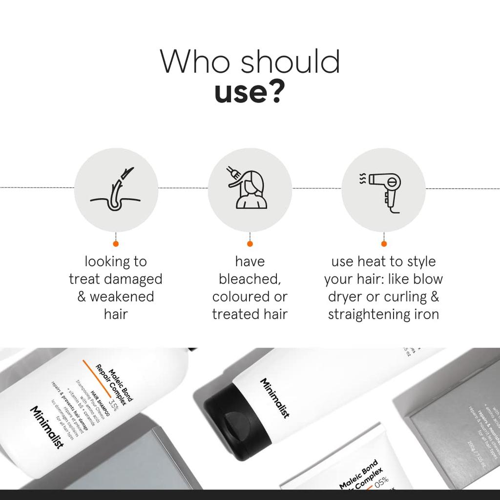 Minimalist Bond Repair Shampoo For Damaged & Frizzy Hair With Maleic Complex 3.5% Sulphate Free Cleanser 250 Ml Pack Of 1