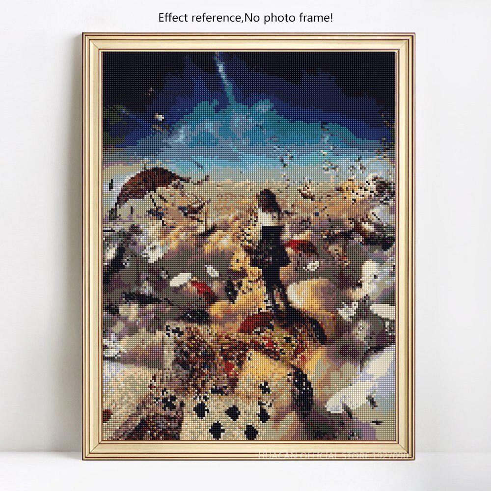 Diamond Painting Portrait Girl Poker Cross Stitch Full Display Full Round Diamond Embroidery