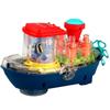 Colorful Lights Mechanical Boat Transaprent Funny Engineering Vehicle  Early Educational
