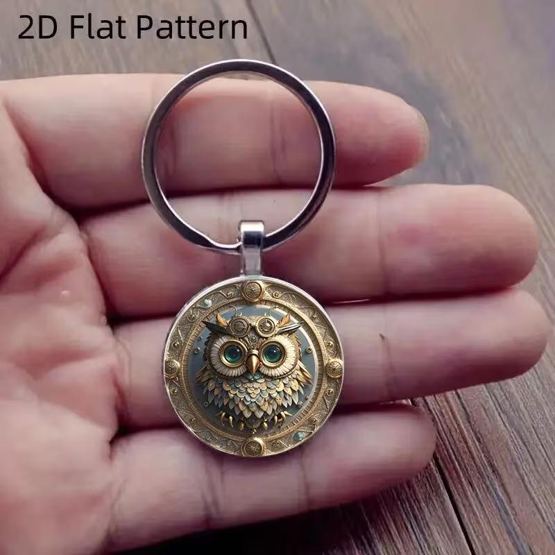 Сова Изысканный Механический Дизайн Зеленый Глаз Золотистый Декоративный Брелок