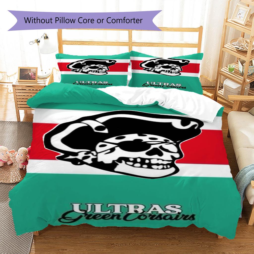 Ultras Green Corsairs Pattern Bedding Set Quilt Cover Pillowcase Home Decor Gift (1 * duvet cover + 2 * pillowcase, without core)