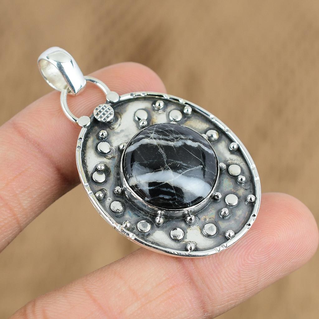 Скидка к Женскому дню Стерлинговое Серебро Зебра Яшма Камень Дочь Новый Кулон Украшение