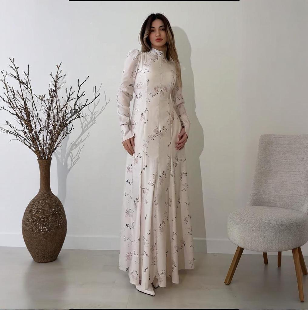 Летнее платье 2025 года европейско-американского кросс-бордерного стиля с высоким воротом и завязками: Национальный костюм в китайском стиле с современным модным принтом