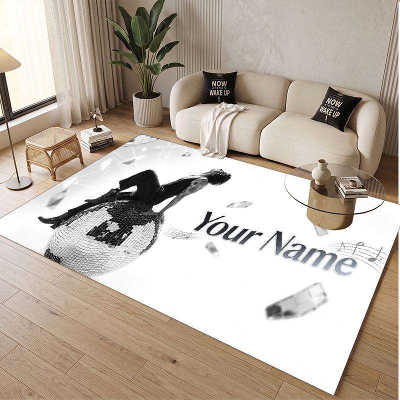 Custom Rug Harry Styles Pattern Print Name Text Soft Non‑Slip Floor Carpet for Home Indoor Decoration