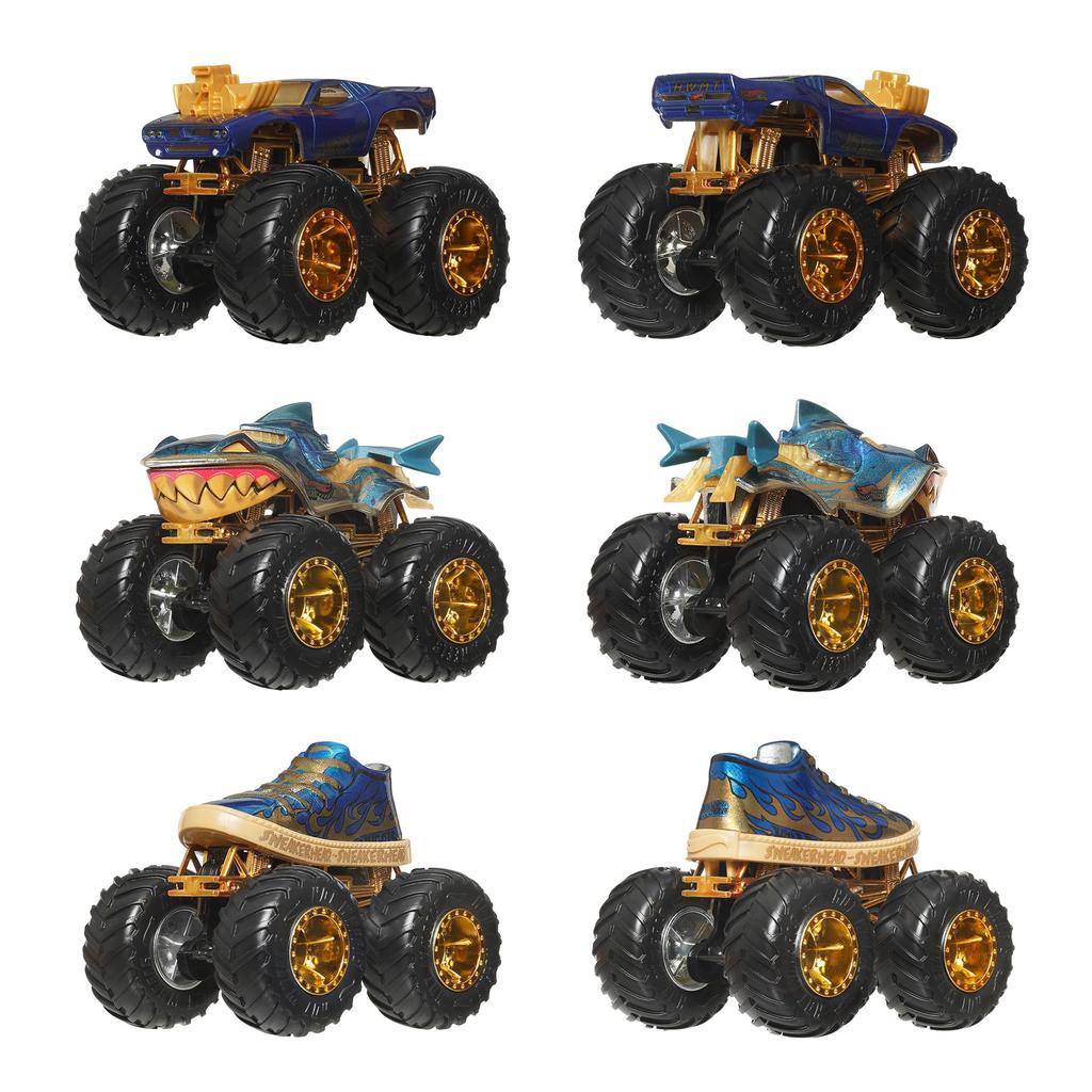 Hot Wheels Monster Truck Trophy Champion Includes 4 monster trucks and 5 mini cars vehicles Ages 3 and JND72 Multi-Pack (9 total). up. Gold.