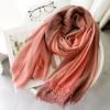 Foreign Trade Cotton Linen Scarf, Women's Autumn and Winter Gradient Color Blocked Japanese and Korean Ladylike Forest Women's Bamboo Yarn Shawl