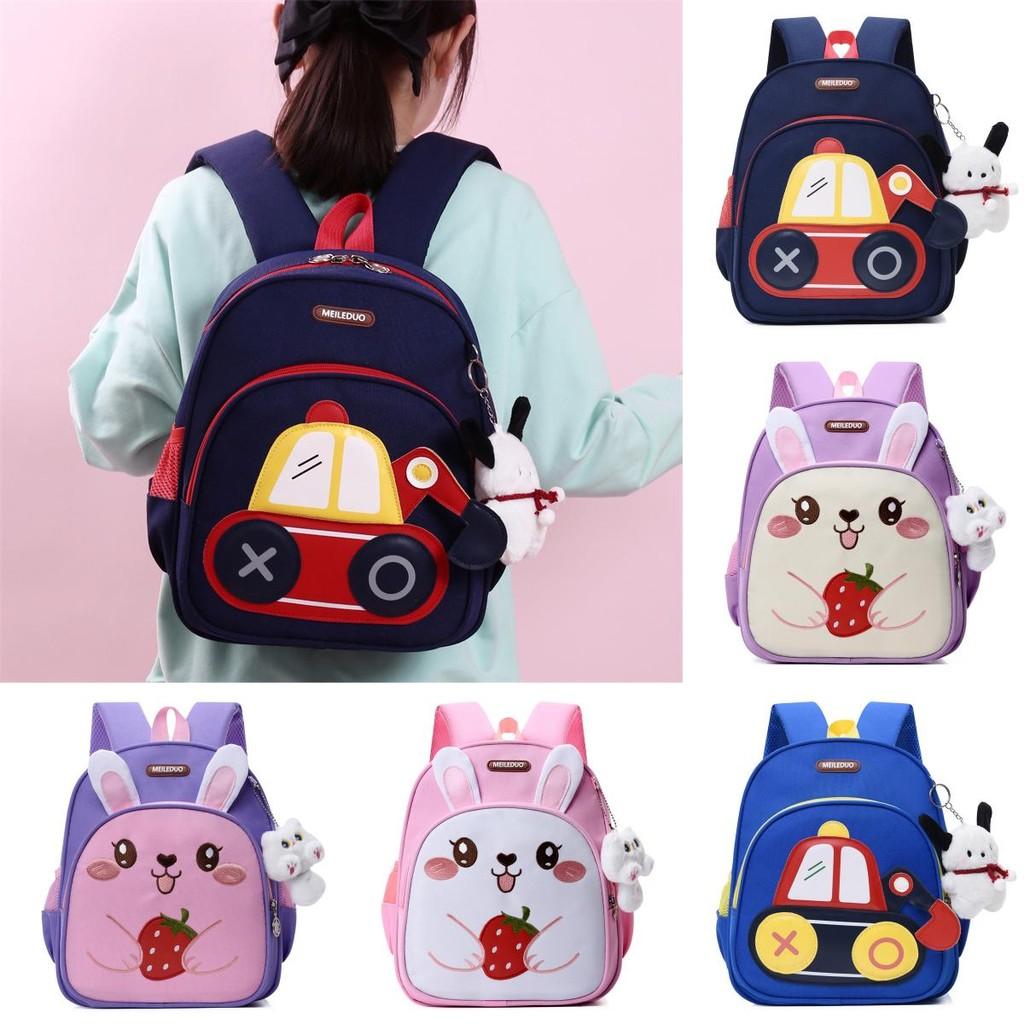 Children School Backpack With Oxford Material And Rabbit Car Pattern For Kids