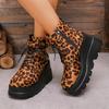 Women Leopard Ankle Chelsea Boots Wedges Platform Shoes 2024 Winter Designer New Walking Shoes Fashion Dress Chaussures Femme