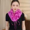 Womens Layered Chiffon Scarf With Ruffled Edge Elegant Neck Wrap