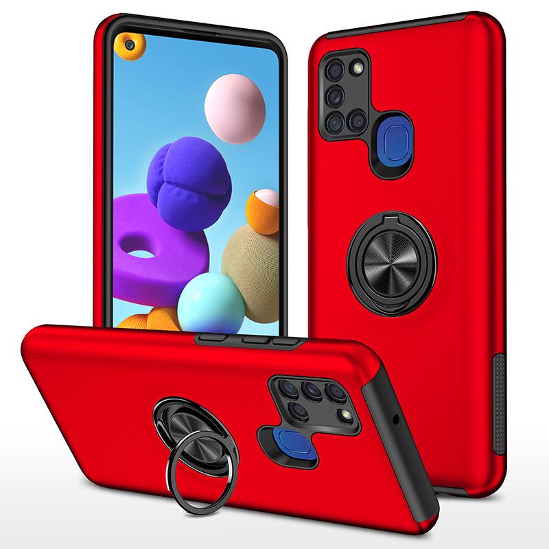 Автомобильный держатель-чехол для Samsung A21S: Магнитный держатель-кольцо, Защитный чехол с полным покрытием, защищающий от падений