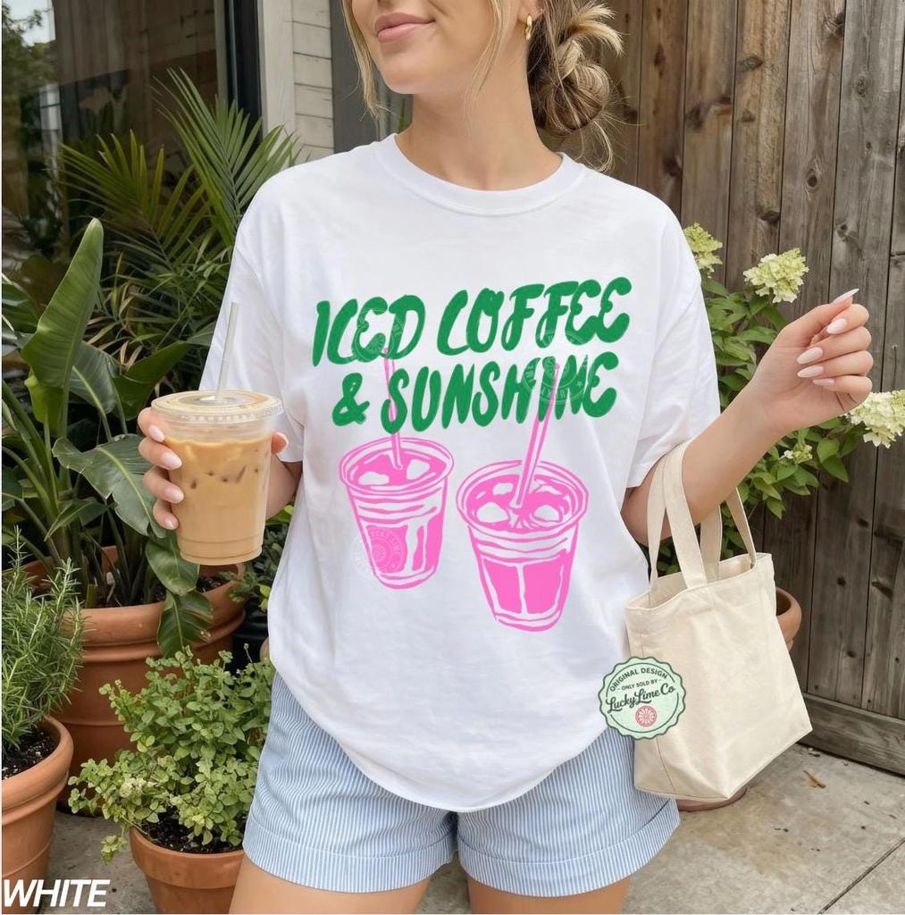 Iced Coffee and Sunshine Shirt, Iced Coffee Shirt, Coffee Lover Gift, Summer Tshirt, Summer Vibes Shirt, Coffee Club, Tee