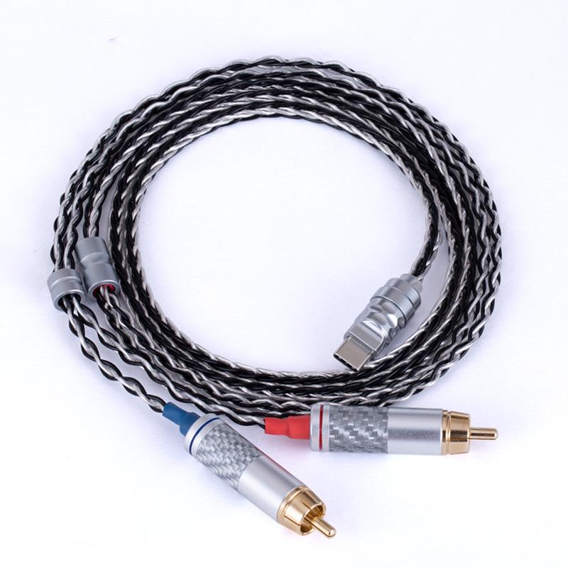Аудиокабель Type-C на двойной RCA: Аудиофильское качество, монокристаллическая медь и чистая серебряная проволока для усилителей и акустических систем