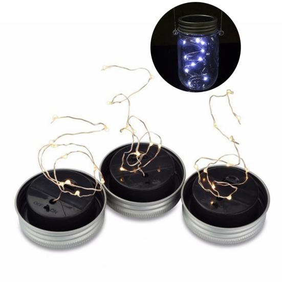 10-светодиодная вставка на солнечной энергии с волшебной крышкой, гирлянда для декора вечеринки, лампа для банки Mason Jar
