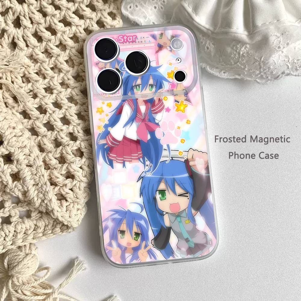 K-Konata Izumi Счастливая S-Звезда Матовый Прозрачный Магнитный Чехол для iPhone 17,16,15,14,13,12,11 Pro,Max,Plus,Mini,Air,E