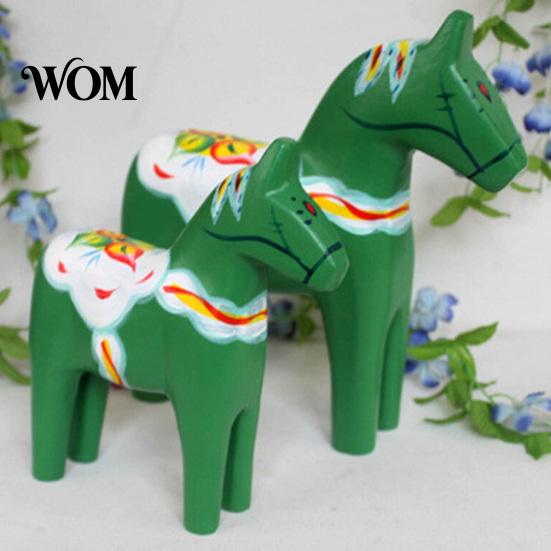 Handcrafted Wooden Animal Figurine Hand Painted Dala Trojan Horse Figurine, Solid Wood Vintage Scandinavian Ornament Statue, Rustic Decorative