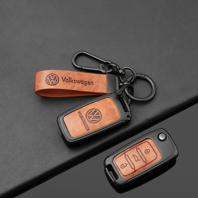 For VOLKSWAGEN Alloy Leather Car Remote Key Case Cover for VW Volkswagen Polo Tiguan Passat B5 B6 B7 Golf 4 5 6 MK6 Jetta Lavida