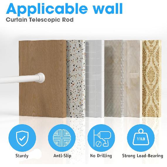 Белые распорные карнизы от 18 до 36 дюймов, маленькие карнизы без сверления, короткий распорный карниз, регулируемый пружинный карниз для окон, двери, шкафа