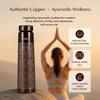 Copper Water Bottle 1 Litre Antique Etching Leak Proof Ayurveda Inspired