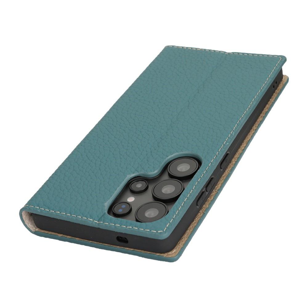 Samsung Galaxy S25 Ultra Flip Case, Litchi Skin Grain, Blue