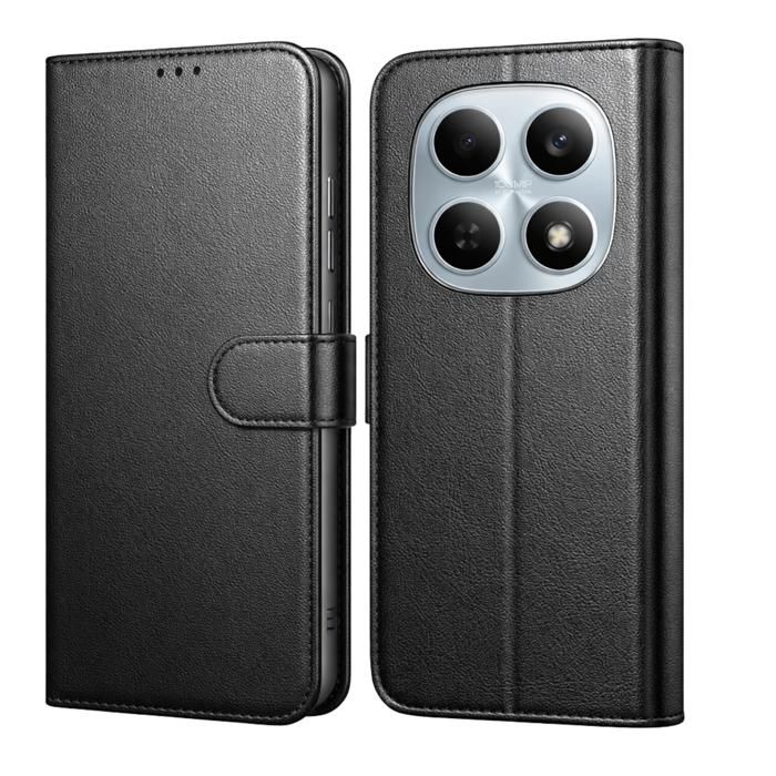 Coque pour Xiaomi Redmi Note 15 4G/5G - Portefeuille Noir Rabat Clapet Aimanté Rangement Cartes Phonillico®