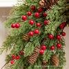 Artificial Red Berry Wreath With Fabric Bow Home Indoor Outdoor Door Decor Handmade Vine