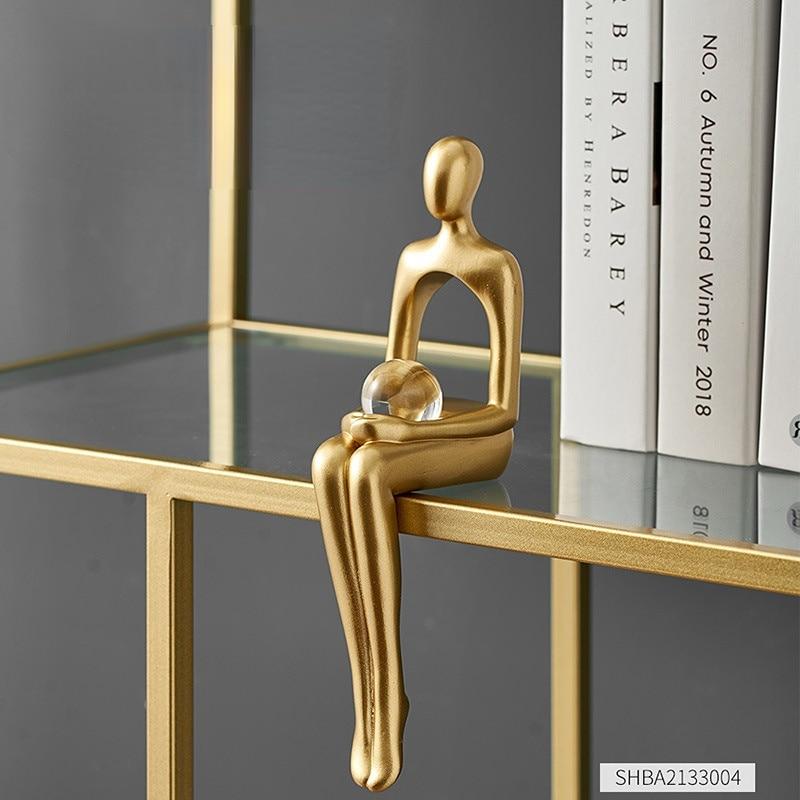 Украшение дома, украшение для книжной полки, аксессуары, абстрактная статуя из смолы, золотые миниатюры, современные