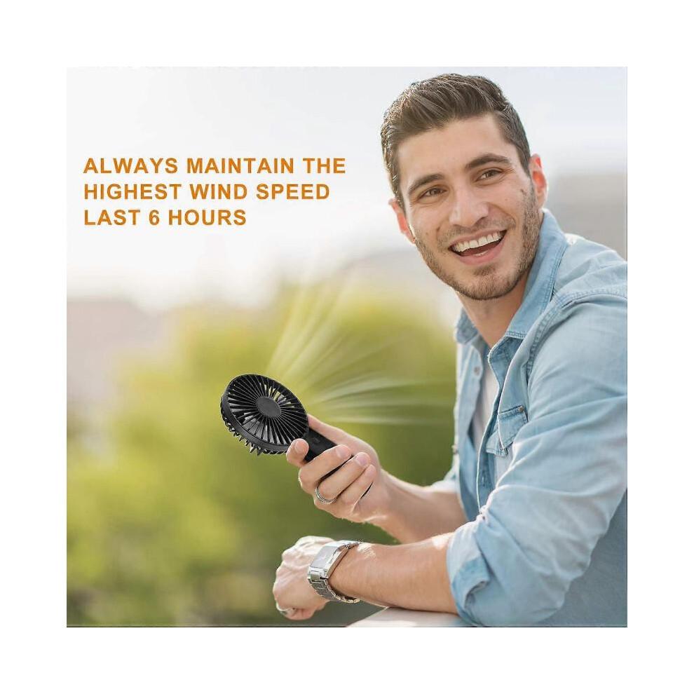 Mini Silent Fan, USB Rechargeable Portable Handheld Fan, 3 Wind Speeds, Office Travel Vertically Placed(Dark Black)