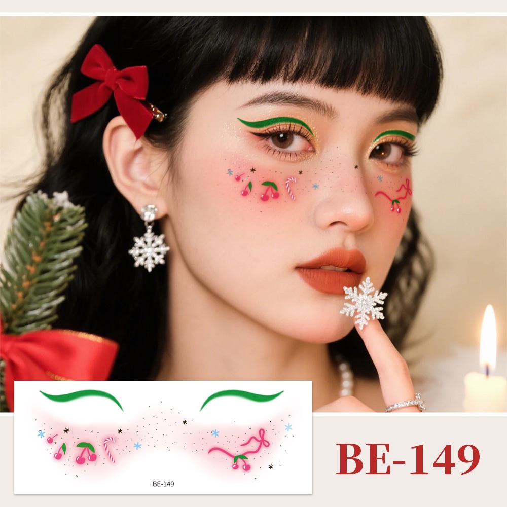 Рождественские наклейки для макияжа: Праздничные румяна и тени для век с дизайном елки, снежинки и снеговика для вечеринок и Нового года