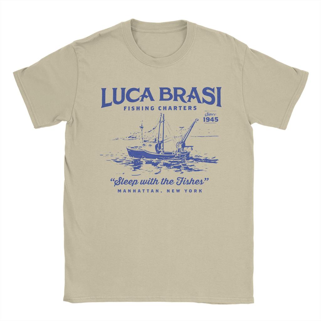 Luca Brasi Fishing Charters 100% Cotton T Shirt For Men Summer  Streetwear T-Shirts O Neck Hip Hop Tees Plus Size Pattern Tops