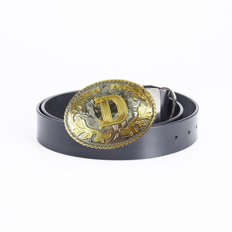 Мужской ремень из цельной коровьей кожи в стиле ретро с буквой D, двухцветный овальный ремень с золотым и серебряным узором