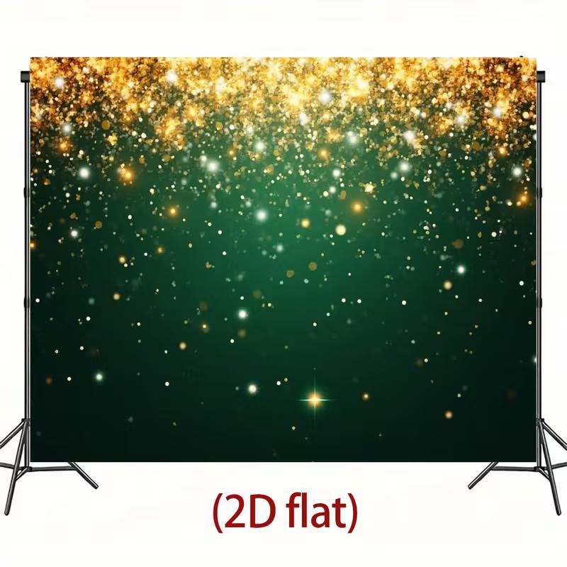 2D Dark Green with Sparkling Gold Confetti Backdrop Photography Background Banner