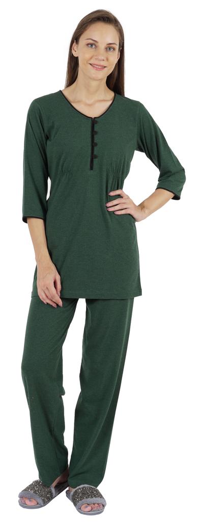 Inkmeso Solid Nightwear Set W  Pyjama For Women Cotton Nightwear 2 Pcs