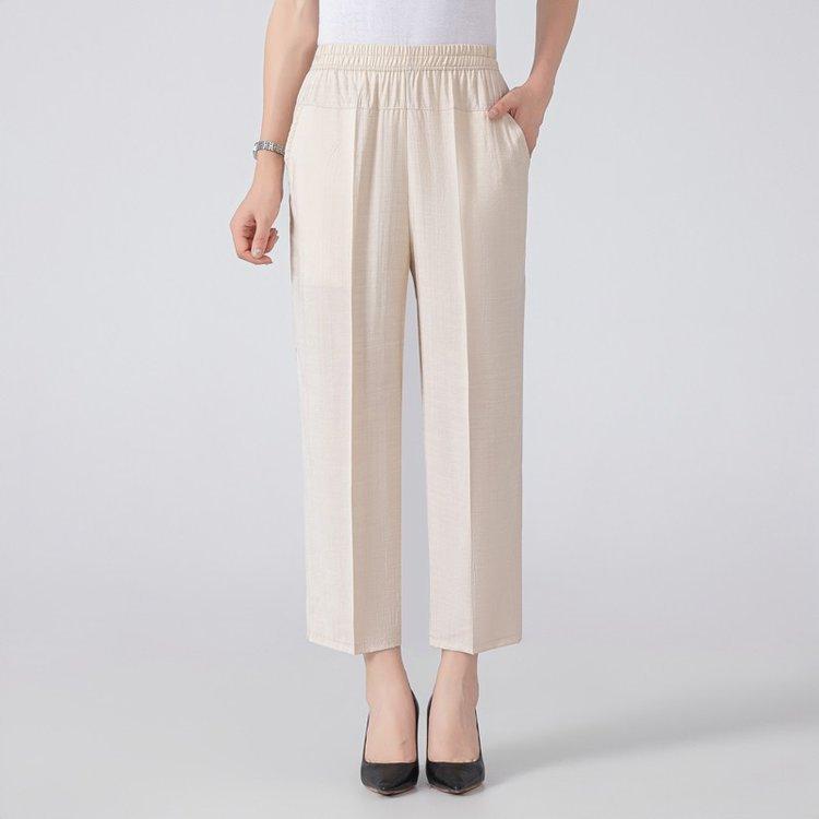 Cotton Cropped Pants Loose Plus Size Pants New High Elasticity Fashionable Women's Clothing Solid Color High Street Travel Pants