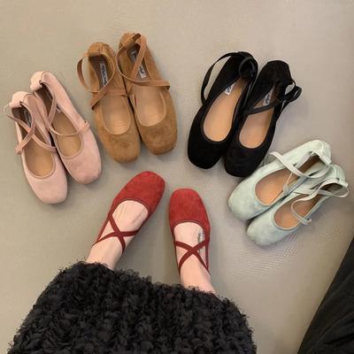 Женские балетки Тонкие бархатные туфли Лоферы Мэри Джейн Туфли-лодочки с квадратным носком Повседневная обувь с эластичной резинкой Мягкие женские рабочие туфли