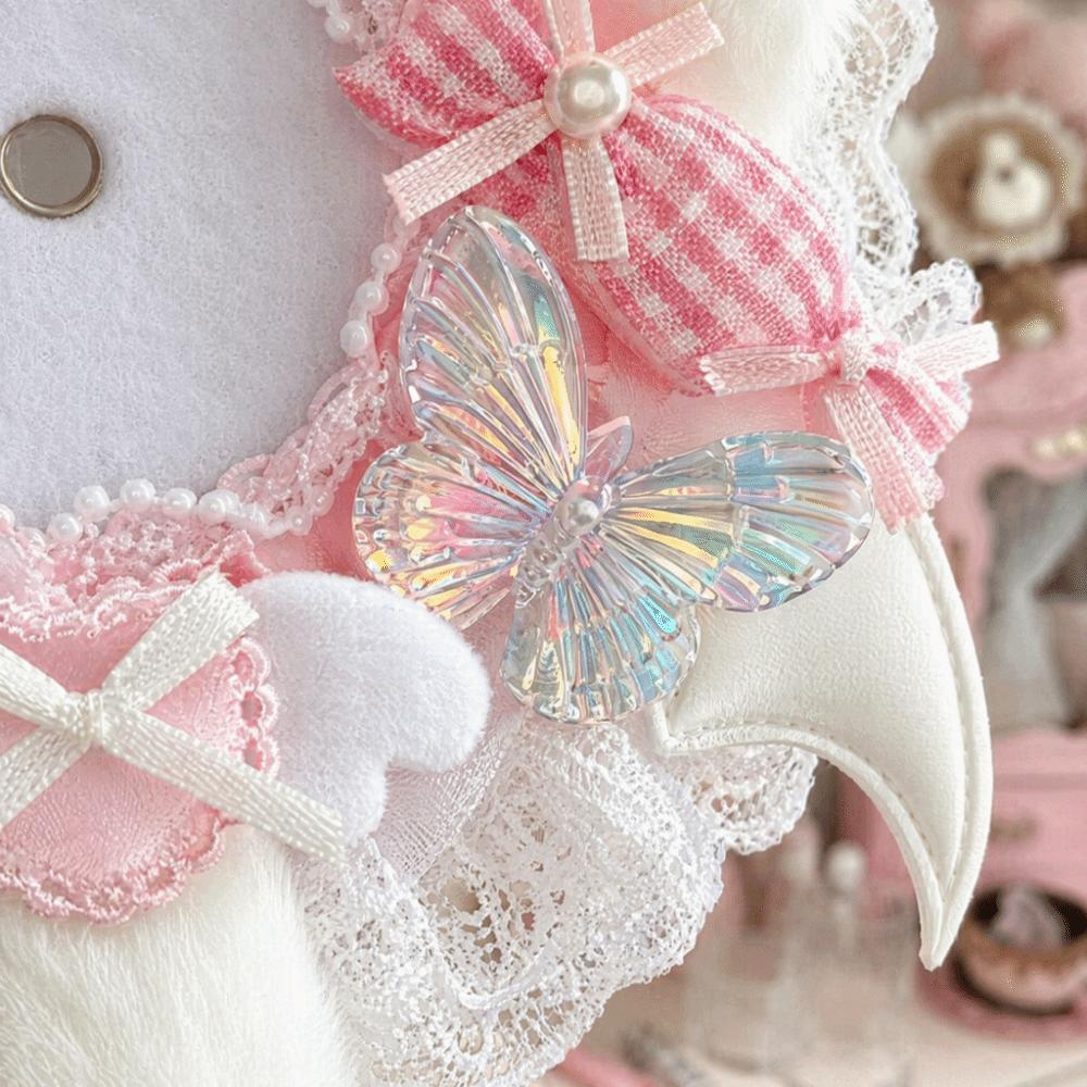 Lace Edged Badge Display Case Cat-Ear Shape Can Badge Cover Lightweight Badge Holder Ita Bag