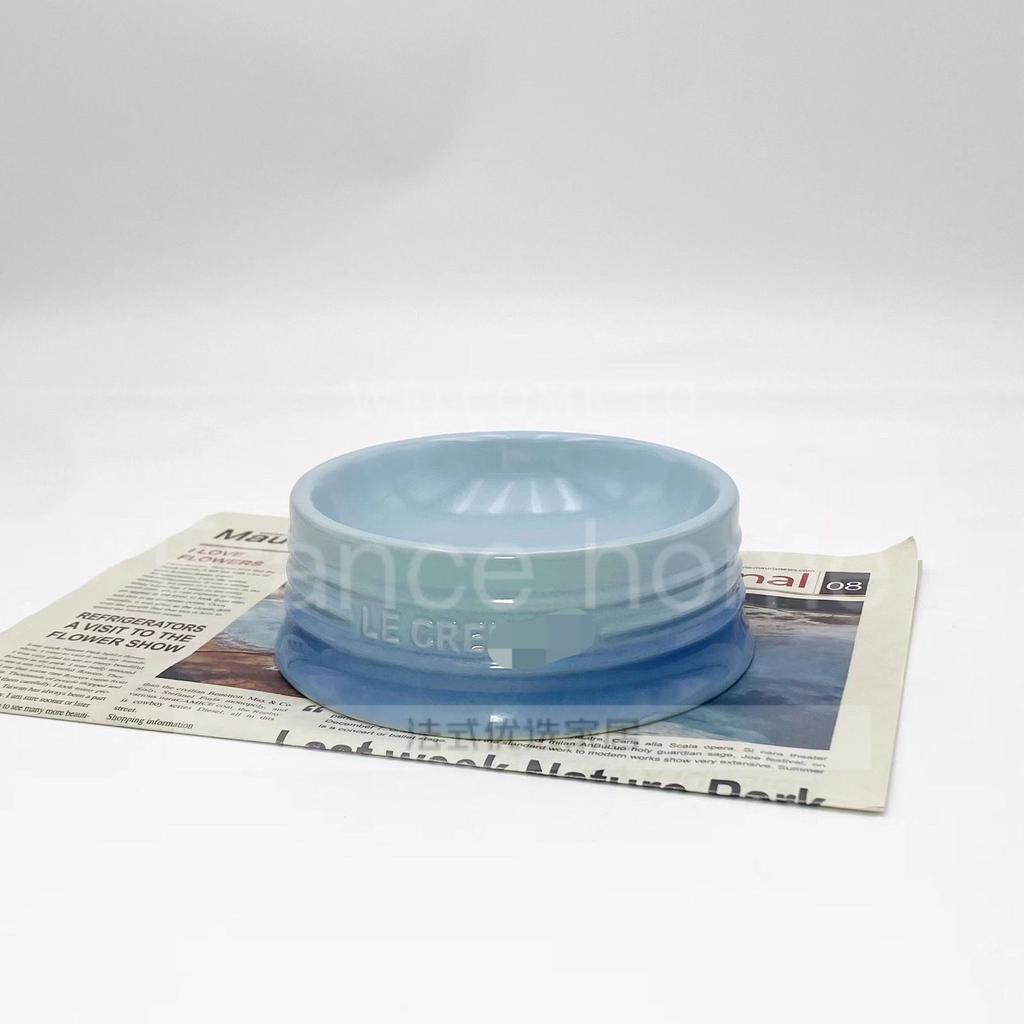 12cm/5cm French Rainbow Home Short Footed Pet Bowl Ceramic Cat and Dog Bowl Large Capacity Anti Spill Snack Bowl Gradient Color