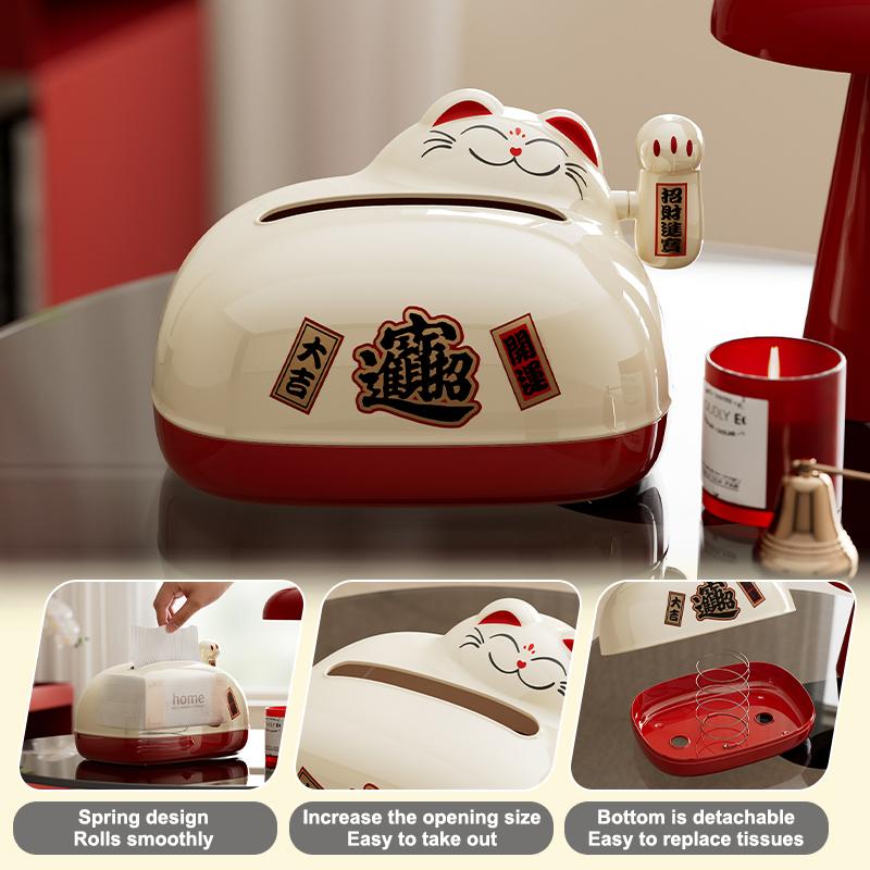 Paper towel box with high level aesthetic design spring shaped tabletop paper towel box hand operated lucky cat paper towel box