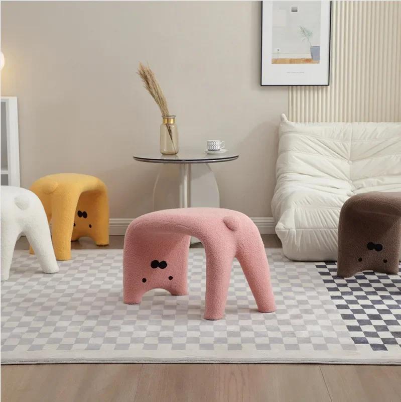 Портативный табурет в форме кошки, туалетный стул, легкий, роскошный, для дома, прихожая, табуреты для обуви, мебель для гостиной из овечьей ткани