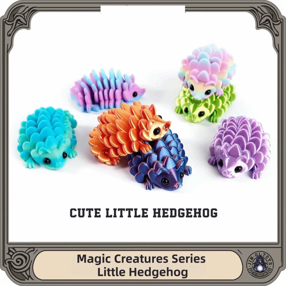 2Pcs 3D Printed Hedgehog Figurine Articulated Structure Animal Ornament Desk Decor