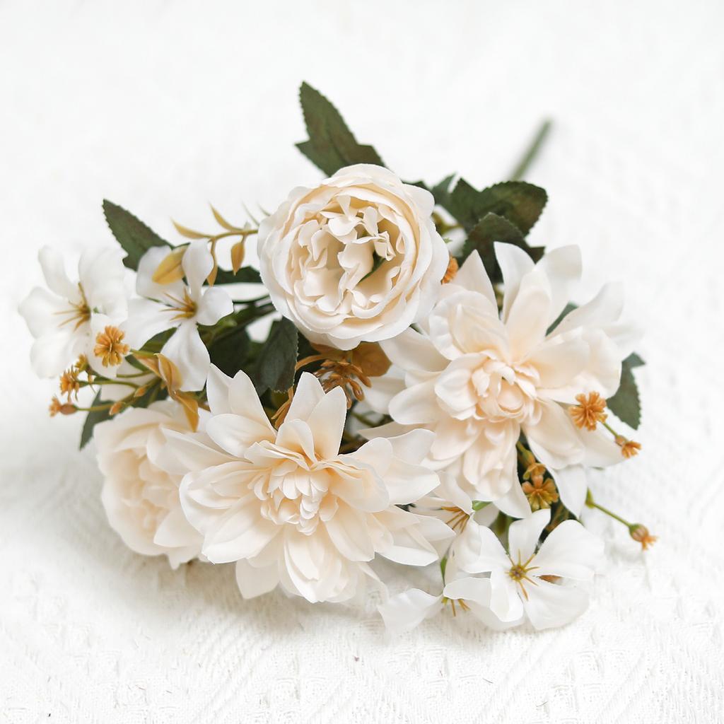 Peony Silk Artificial Flowers High Quality Home Living Room Wedding Bride Bouquet Party DIY Gift Dahlia Fake Flower Decoration